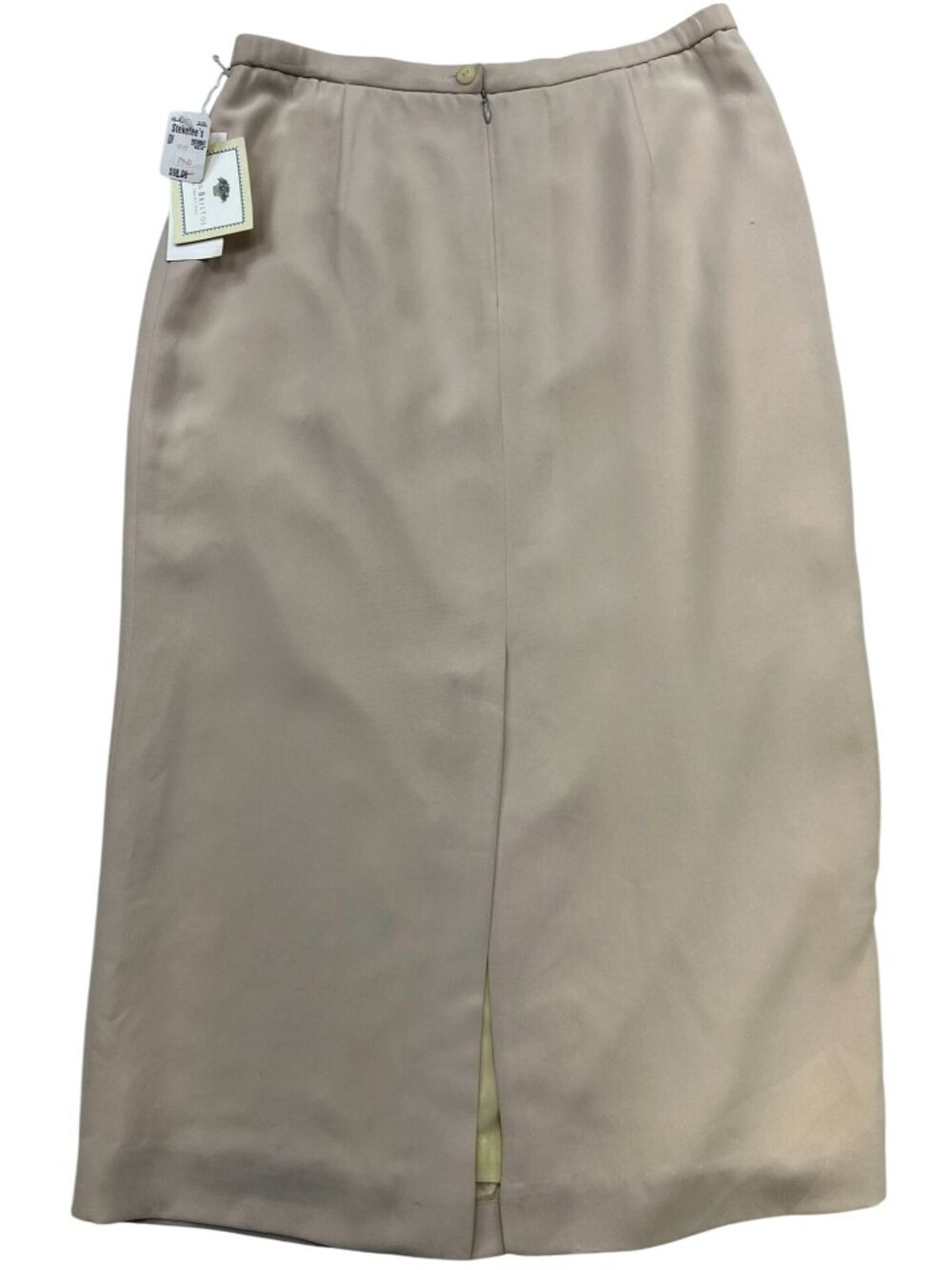 Susan Bristol Neutral Beige Midi Skirt with Front Slit
